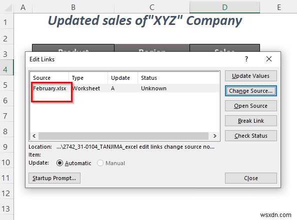 [ফিক্স]:Excel Edit Links পরিবর্তন সোর্স কাজ করছে না