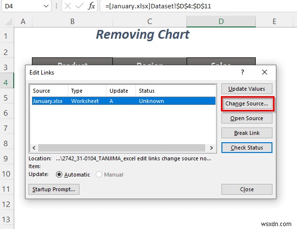 [ফিক্স]:Excel Edit Links পরিবর্তন সোর্স কাজ করছে না