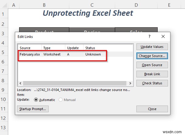 [ফিক্স]:Excel Edit Links পরিবর্তন সোর্স কাজ করছে না