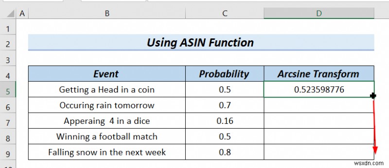 How to Arcsine data Transform Excel in (4টি সহজ পদ্ধতি)