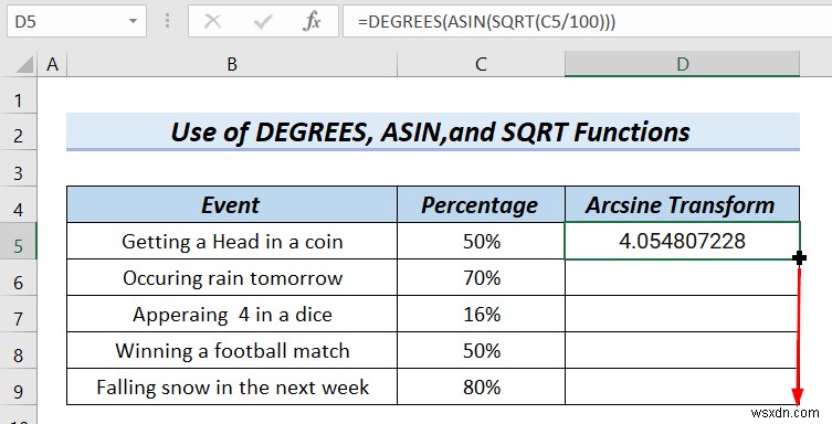 How to Arcsine data Transform Excel in (4টি সহজ পদ্ধতি)