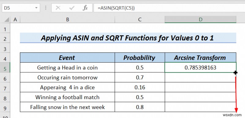 How to Arcsine data Transform Excel in (4টি সহজ পদ্ধতি)