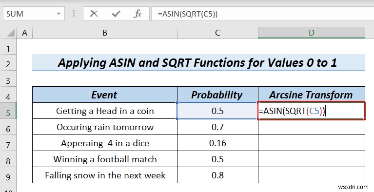 How to Arcsine data Transform Excel in (4টি সহজ পদ্ধতি)