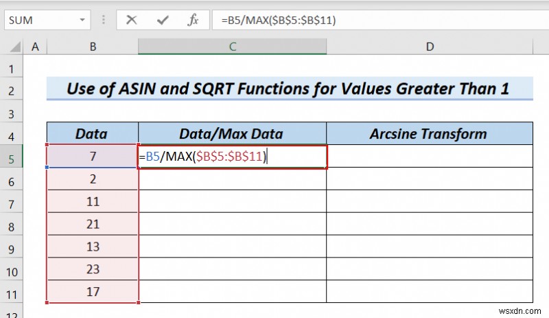 How to Arcsine data Transform Excel in (4টি সহজ পদ্ধতি)