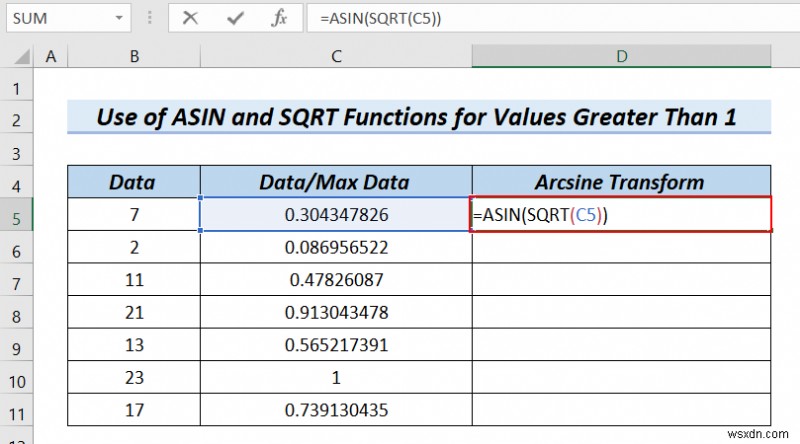 How to Arcsine data Transform Excel in (4টি সহজ পদ্ধতি)