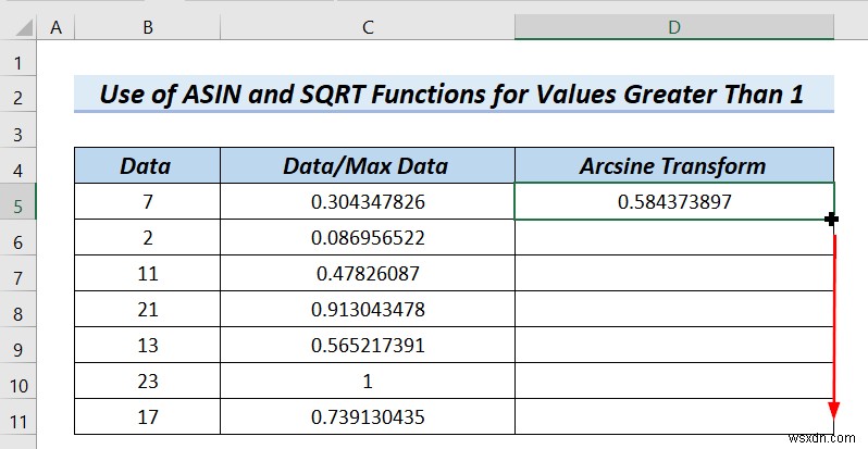 How to Arcsine data Transform Excel in (4টি সহজ পদ্ধতি)