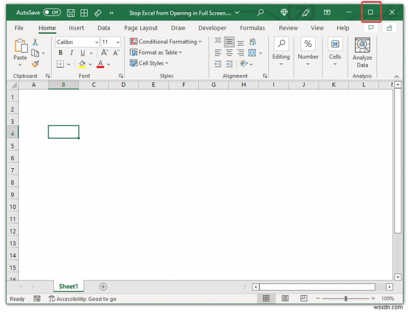 আমি কিভাবে এক্সেলকে ফুল স্ক্রিনে খোলা থেকে থামাতে পারি (4 উপায়ে)