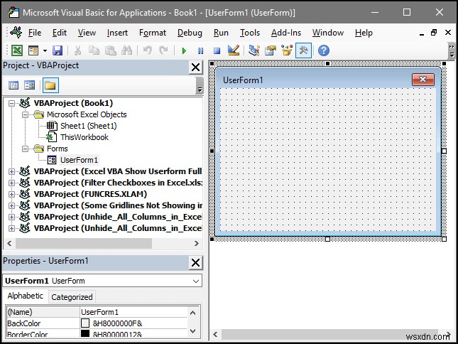 Excel VBA:পূর্ণ স্ক্রিনে ব্যবহারকারীর ফর্ম দেখান (4টি সহজ উপায়)