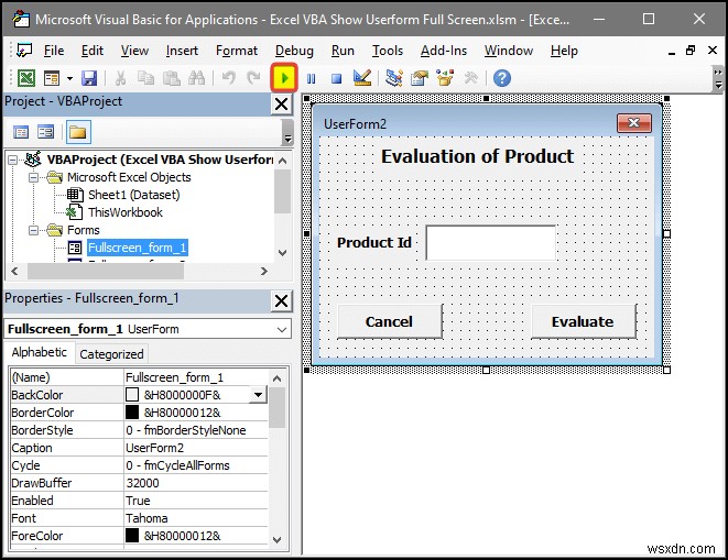 Excel VBA:পূর্ণ স্ক্রিনে ব্যবহারকারীর ফর্ম দেখান (4টি সহজ উপায়)