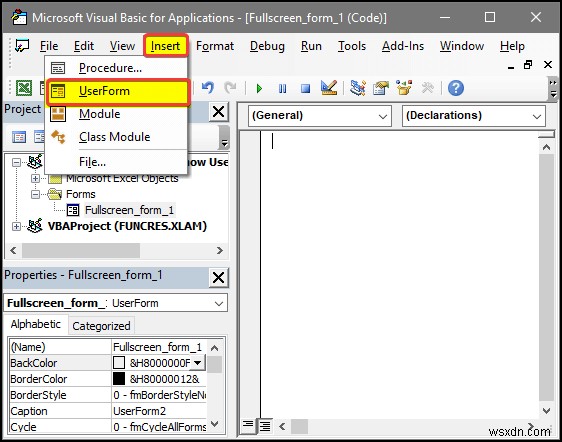 Excel VBA:পূর্ণ স্ক্রিনে ব্যবহারকারীর ফর্ম দেখান (4টি সহজ উপায়)