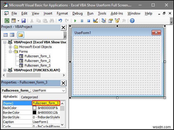 Excel VBA:পূর্ণ স্ক্রিনে ব্যবহারকারীর ফর্ম দেখান (4টি সহজ উপায়)