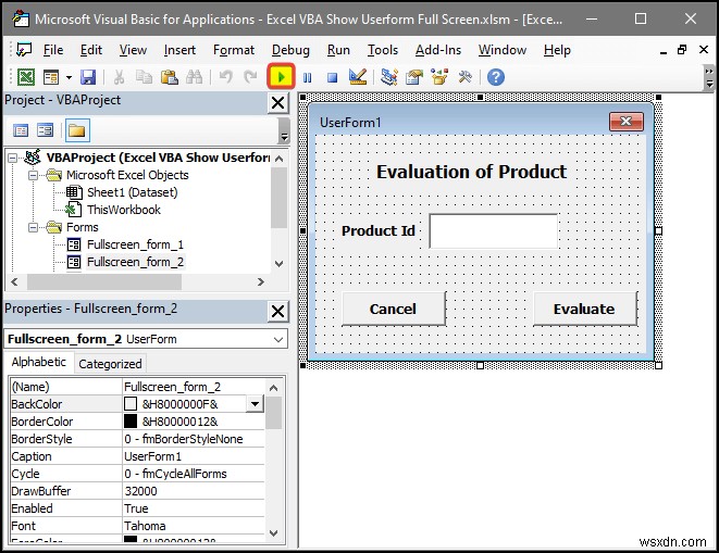 Excel VBA:পূর্ণ স্ক্রিনে ব্যবহারকারীর ফর্ম দেখান (4টি সহজ উপায়)