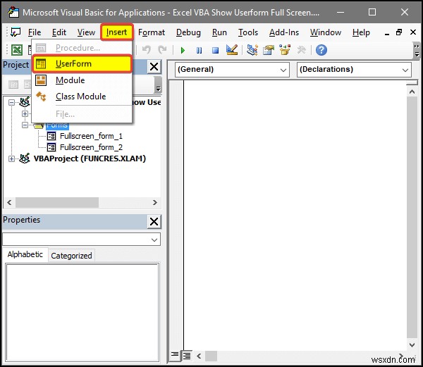 Excel VBA:পূর্ণ স্ক্রিনে ব্যবহারকারীর ফর্ম দেখান (4টি সহজ উপায়)