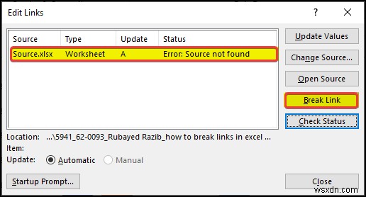 উৎস পাওয়া না গেলে এক্সেলে লিঙ্কগুলি কীভাবে ভাঙবেন (4 উপায়)