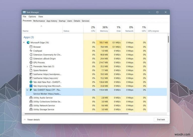 Microsoft Windows 11 টাস্ক ম্যানেজারে এজ প্রক্রিয়াগুলি দেখতে এবং বোঝা সহজ করে তোলে