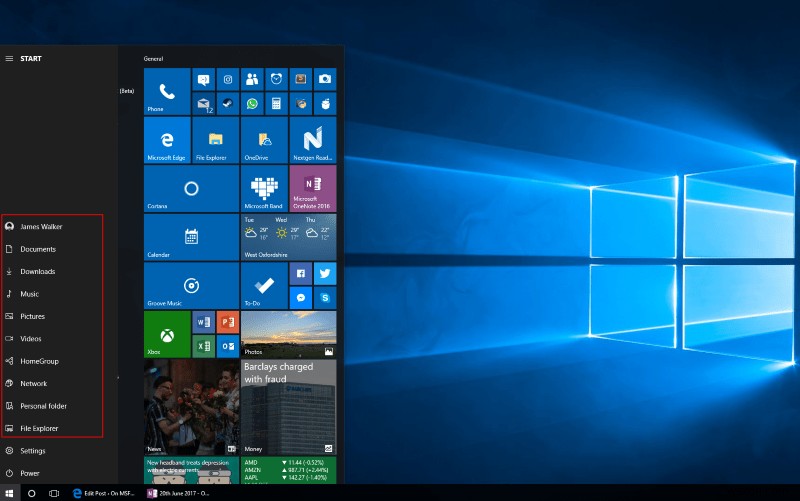Windows 10 স্টার্ট মেনুতে ফোল্ডার শর্টকাটগুলি কীভাবে কাস্টমাইজ করবেন