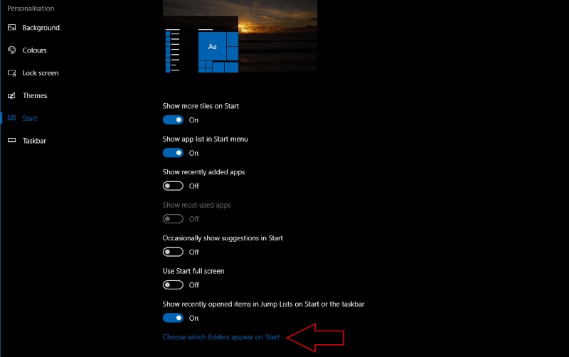 Windows 10 স্টার্ট মেনুতে ফোল্ডার শর্টকাটগুলি কীভাবে কাস্টমাইজ করবেন