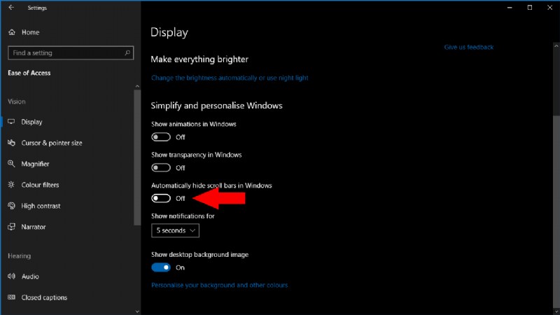 Windows 10s অদৃশ্য হয়ে যাওয়া স্ক্রলবারগুলি কীভাবে বন্ধ করবেন