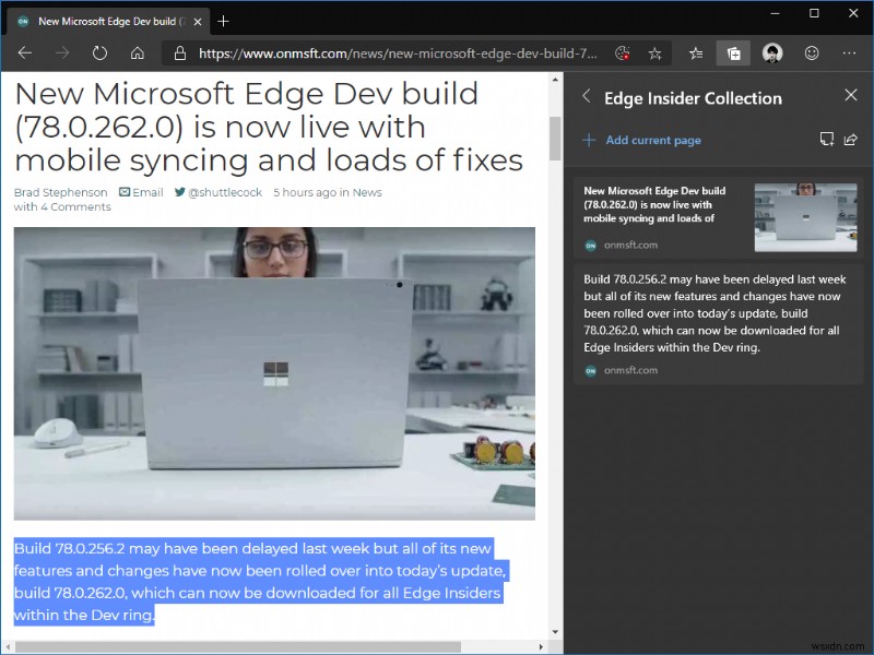 Microsoft Edge Insider-এ সংগ্রহগুলি কীভাবে ব্যবহার করবেন