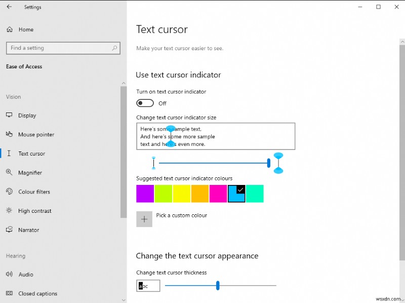 Windows 10 এ টেক্সট ইনপুট কার্সার কিভাবে কাস্টমাইজ করবেন