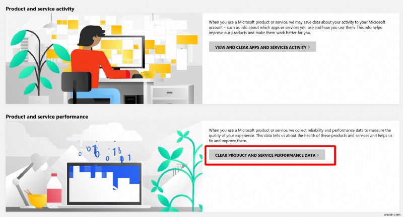 কিভাবে আপনার Microsoft অ্যাকাউন্ট থেকে পণ্য এবং পরিষেবার কর্মক্ষমতা ডেটা সাফ করবেন