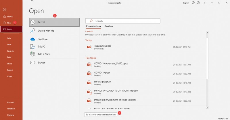 Windows 10 এ কিভাবে একটি অসংরক্ষিত পাওয়ারপয়েন্ট পুনরুদ্ধার করবেন