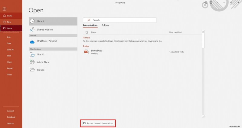 Windows 10 এ কিভাবে একটি অসংরক্ষিত পাওয়ারপয়েন্ট পুনরুদ্ধার করবেন