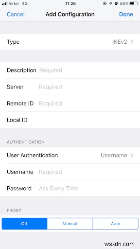 iOS-এ VPN অ্যাক্সেস কনফিগার করার পদক্ষেপ