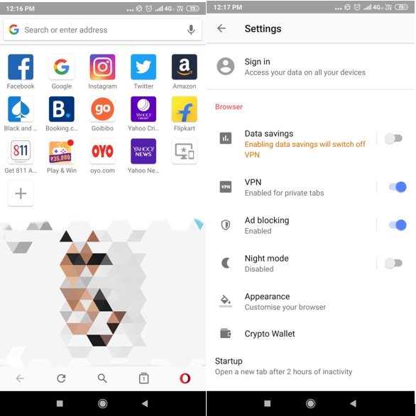অ্যান্ড্রয়েডের জন্য অপেরা ব্রাউজারে কীভাবে বিনামূল্যে ভিপিএন সক্ষম করবেন