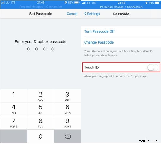 আইফোনে ড্রপবক্স অ্যাপের জন্য কীভাবে পাসকোড সেট করবেন