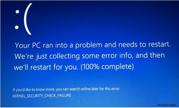 Windows 10 এ BSOD কার্নেল সিকিউরিটি চেক ব্যর্থতা