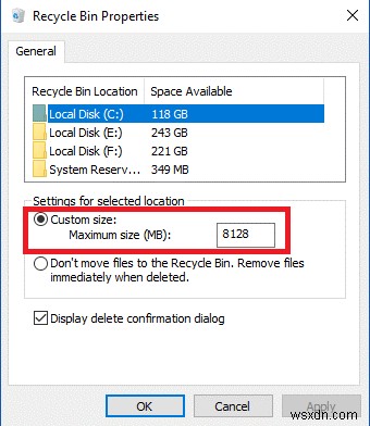 Windows 10 এ রিসাইকেল বিন স্টোরেজ সেটিংস কিভাবে পরিবর্তন করবেন?