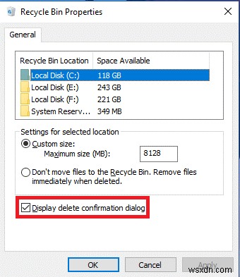 Windows 10 এ রিসাইকেল বিন স্টোরেজ সেটিংস কিভাবে পরিবর্তন করবেন?
