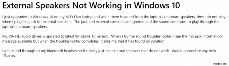 [সমাধান] এক্সটার্নাল স্পিকার উইন্ডোজ 10 পিসি এবং ল্যাপটপে কাজ করছে না