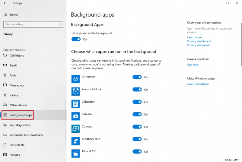 Windows 10 এ চলমান ব্যাকগ্রাউন্ড অ্যাপস বন্ধ করার পদক্ষেপ