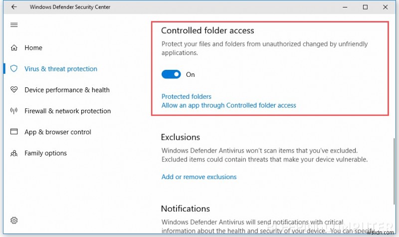 Windows 10 এ Ransomware ব্লক করতে  নিয়ন্ত্রিত ফোল্ডার অ্যাক্সেস  ব্যবহার করুন