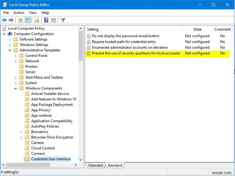 Windows 10 এ কিভাবে পাসওয়ার্ড পুনরুদ্ধার প্রশ্ন নিষ্ক্রিয় করবেন