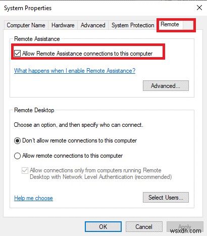 Windows 10-এ দূরবর্তী সহায়তা সক্ষম ও নিষ্ক্রিয় করার পদক্ষেপ 