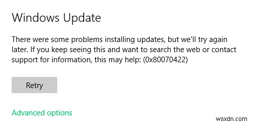 Windows Update 0x80070422 Error Code সহজে ঠিক করুন