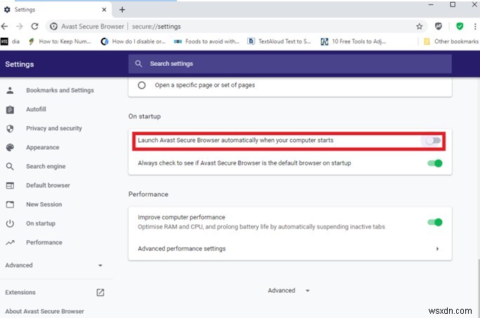 কীভাবে অ্যাভাস্ট ব্রাউজার স্টার্টআপে খোলা থেকে থামাতে হয়