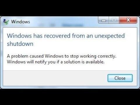 কিভাবে উইন্ডোজ একটি অপ্রত্যাশিত শাটডাউন ত্রুটি থেকে পুনরুদ্ধার হয়েছে ঠিক করবেন