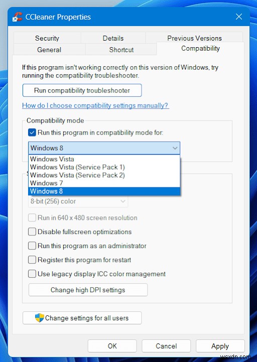 Windows 11 এ CCleaner লেখার জন্য ফাইল খোলার সময় ত্রুটি