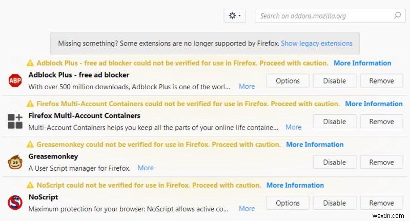 Firefox সমস্ত অ্যাড-অন নিষ্ক্রিয় করে - সমস্যা ও সমাধান