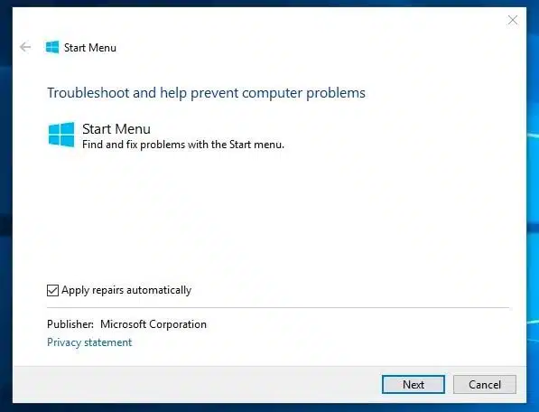 ডেডিকেটেড ট্রাবলশুটার ব্যবহার করে Windows 10 স্টার্ট মেনু সমস্যার সমাধান করুন
