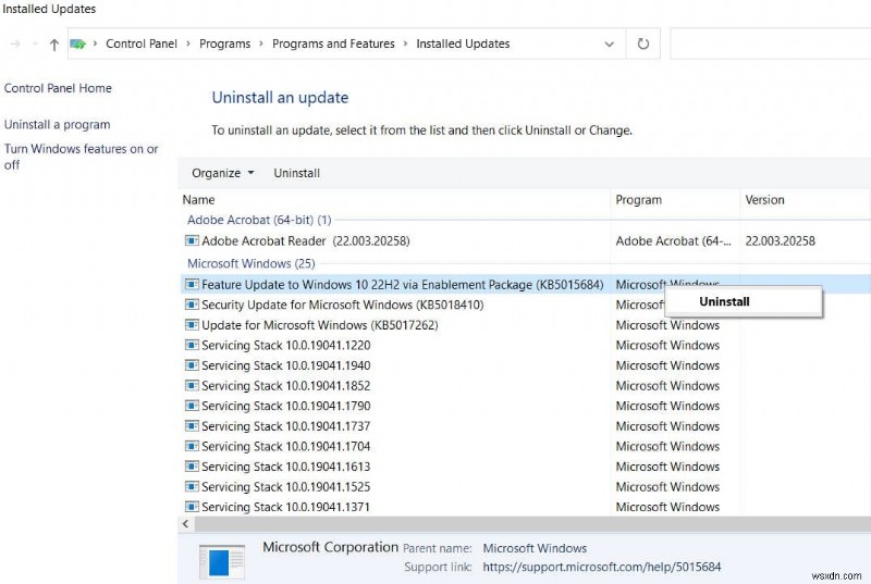 ফিচার আপডেট আনইনস্টল করার ৩টি উপায় Windows 10 সংস্করণ 22H2