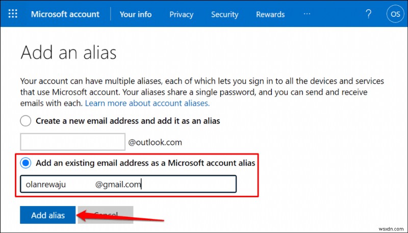 সহজেই আপনার Microsoft অ্যাকাউন্ট ইমেল আপডেট করুন:উপনাম যোগ করুন, সরান এবং স্যুইচ করুন 