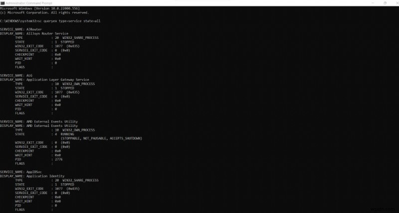 PowerShell বা কমান্ড প্রম্পট সহ সমস্ত উইন্ডোজ পরিষেবা সহজে তালিকাভুক্ত করুন 