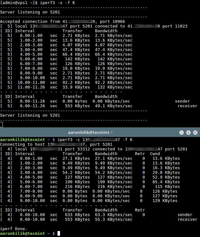 iPerf3 - লিনাক্সের জন্য সঠিক নেটওয়ার্ক থ্রুপুট এবং স্পিড টেস্ট 