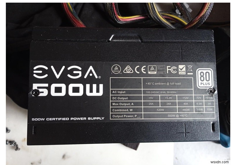 EVGA 500W 80 Plus পাওয়ার সাপ্লাই এর প্রত্যয়িত মেরামত 