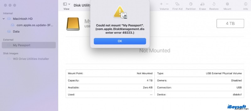 macOS-এ com.apple.DiskManagement.disenter ত্রুটি 49223 ঠিক করা - আপনার বাহ্যিক ড্রাইভ মাউন্ট করার দ্রুত পদক্ষেপ